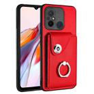 For Xiaomi Redmi 12C/11A Organ Card Bag Ring Holder PU Phone Case(Red) - 1