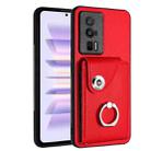 For Xiaomi Poco F5 Pro/Redmi K60/K60 Pro Organ Card Bag Ring Holder PU Phone Case(Red) - 1