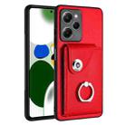 For Xiaomi Poco X5 Pro/Redmi Note 12 Pro Speed Organ Card Bag Ring Holder PU Phone Case(Red) - 1