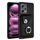 For Xiaomi Redmi Note 12 Pro 5G Global Organ Card Bag Ring Holder PU Phone Case(Black) - 1