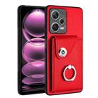 For Xiaomi Redmi Note 12 Pro 5G Global Organ Card Bag Ring Holder PU Phone Case(Red) - 1