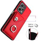 For Xiaomi Redmi Note 12 Pro 5G Global Organ Card Bag Ring Holder PU Phone Case(Red) - 4