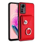 For Xiaomi Redmi Note 12S 4G Global Organ Card Bag Ring Holder PU Phone Case(Red) - 1