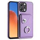 For Xiaomi Redmi 12 4G Global Organ Card Bag Ring Holder PU Phone Case(Purple) - 1