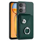 For Xiaomi Redmi 13C 5G / Redmi 13R Organ Card Bag Ring Holder PU Phone Case(Green) - 1