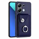 For Xiaomi Redmi Note 13 4G Global Organ Card Bag Ring Holder PU Phone Case(Blue) - 1