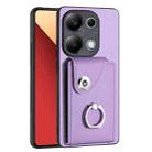 For Xiaomi Redmi Note 13 Pro 4G Global Organ Card Bag Ring Holder PU Phone Case(Purple) - 1