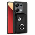 For Xiaomi Redmi Note 13 Pro 4G Global Organ Card Bag Ring Holder PU Phone Case(Black) - 1
