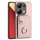 For Xiaomi Redmi Note 13 Pro 4G Global Organ Card Bag Ring Holder PU Phone Case(Pink) - 1