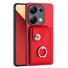 For Xiaomi Redmi Note 13 Pro 4G Global Organ Card Bag Ring Holder PU Phone Case(Red) - 1