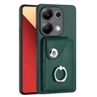 For Xiaomi Redmi Note 13 Pro 4G Global Organ Card Bag Ring Holder PU Phone Case(Green) - 1