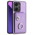 For Xiaomi Redmi Note 13 Pro+ Organ Card Bag Ring Holder PU Phone Case(Purple) - 1