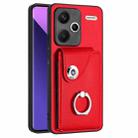 For Xiaomi Redmi Note 13 Pro+ Organ Card Bag Ring Holder PU Phone Case(Red) - 1