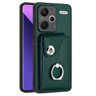 For Xiaomi Redmi Note 13 Pro+ Organ Card Bag Ring Holder PU Phone Case(Green) - 1