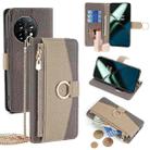 For OnePlus Ace 2 / 11R Crossbody Litchi Texture Leather Phone Case(Grey) - 1