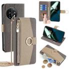 For OnePlus 11 Crossbody Litchi Texture Leather Phone Case(Grey) - 1