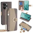 For OnePlus Ace 2V 5G Crossbody Litchi Texture Leather Phone Case(Grey) - 1