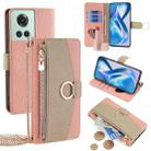 For OnePlus ACE / 10R Crossbody Litchi Texture Leather Phone Case(Pink) - 1