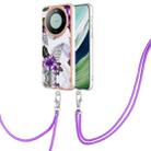 For Huawei Mate 60 Electroplating IMD TPU Phone Case with Lanyard(Purple Flower) - 1