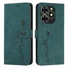 For Tecno Spark Go 2024 / POP 8 Skin Feel Heart Embossed Leather Phone Case with Long Lanyard(Green) - 1