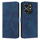 For Tecno Spark Go 2024 / POP 8 Skin Feel Heart Embossed Leather Phone Case with Long Lanyard(Blue) - 1