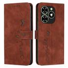 For Tecno Spark Go 2024 / POP 8 Skin Feel Heart Embossed Leather Phone Case with Long Lanyard(Brown) - 1