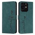 For Tecno Spark 20 Skin Feel Heart Embossed Leather Phone Case with Long Lanyard(Green) - 1