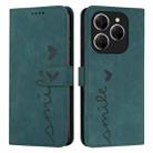 For Tecno Spark 20 Pro Skin Feel Heart Embossed Leather Phone Case with Long Lanyard(Green) - 1