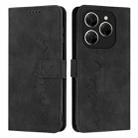 For Tecno Spark 20 Pro Skin Feel Heart Embossed Leather Phone Case with Long Lanyard(Black) - 1