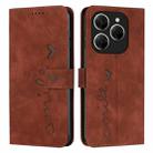 For Tecno Spark 20 Pro Skin Feel Heart Embossed Leather Phone Case with Long Lanyard(Brown) - 1