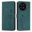 For Tecno Spark 20 Pro+ Skin Feel Heart Embossed Leather Phone Case with Long Lanyard(Green) - 1