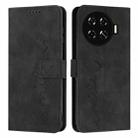 For Tecno Spark 20 Pro+ Skin Feel Heart Embossed Leather Phone Case with Long Lanyard(Black) - 1