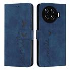 For Tecno Spark 20 Pro+ Skin Feel Heart Embossed Leather Phone Case with Long Lanyard(Blue) - 1