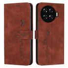 For Tecno Spark 20 Pro+ Skin Feel Heart Embossed Leather Phone Case with Long Lanyard(Brown) - 1