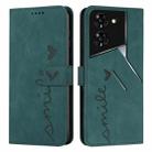 For Tecno Pova 5 Pro Skin Feel Heart Embossed Leather Phone Case with Long Lanyard(Green) - 1