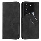 For Tecno Pova 5 Pro Skin Feel Heart Embossed Leather Phone Case with Long Lanyard(Black) - 1