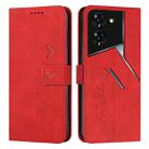 For Tecno Pova 5 Pro Skin Feel Heart Embossed Leather Phone Case with Long Lanyard(Red) - 1