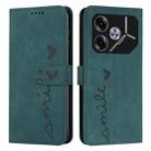 For Tecno Pova 6 Skin Feel Heart Embossed Leather Phone Case with Long Lanyard(Green) - 1