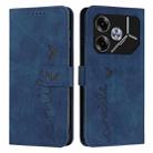 For Tecno Pova 6 Skin Feel Heart Embossed Leather Phone Case with Long Lanyard(Blue) - 1