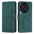 For Tecno Camon 30 Premier Skin Feel Heart Embossed Leather Phone Case with Long Lanyard(Green) - 1