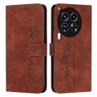 For Tecno Camon 30 Premier Skin Feel Heart Embossed Leather Phone Case with Long Lanyard(Brown) - 1