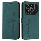 For Tecno Pova 6 Pro Skin Feel Heart Embossed Leather Phone Case with Long Lanyard(Green) - 1