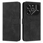 For Tecno Pova 6 Pro Skin Feel Heart Embossed Leather Phone Case with Long Lanyard(Black) - 1