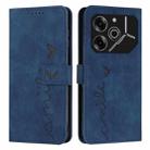 For Tecno Pova 6 Pro Skin Feel Heart Embossed Leather Phone Case with Long Lanyard(Blue) - 1