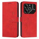 For Tecno Pova 6 Pro Skin Feel Heart Embossed Leather Phone Case with Long Lanyard(Red) - 1