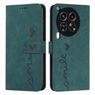 For Tecno Camon 30 4G / 5G Skin Feel Heart Embossed Leather Phone Case with Long Lanyard(Green) - 1