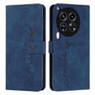 For Tecno Camon 30 4G / 5G Skin Feel Heart Embossed Leather Phone Case with Long Lanyard(Blue) - 1