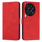 For Tecno Camon 30 4G / 5G Skin Feel Heart Embossed Leather Phone Case with Long Lanyard(Red) - 1