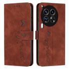 For Tecno Camon 30 4G / 5G Skin Feel Heart Embossed Leather Phone Case with Long Lanyard(Brown) - 1