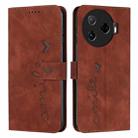 For Tecno Camon 30 Pro 5G Skin Feel Heart Embossed Leather Phone Case with Long Lanyard(Brown) - 1